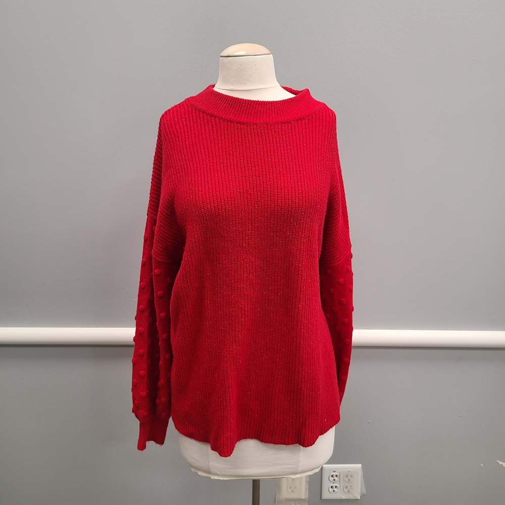 CeCe Vibrant Red Crew Neck Sweater